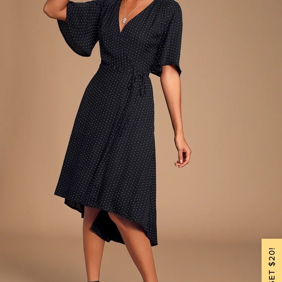 Lulus Dresses & Skirts - Lulu’s Farah Black Print Midi Wrap Dress NWT